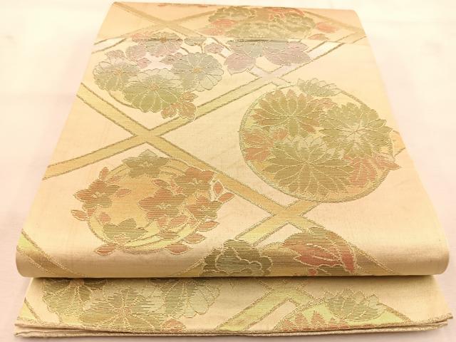 平和屋着物◎六通柄袋帯 菱天井花丸文 金銀糸 正絹 逸品 BAAU6628yc
