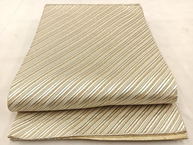 平和屋着物◎両面 全通柄袋帯 斜縞 金銀糸 正絹 逸品 BAAU6642yc