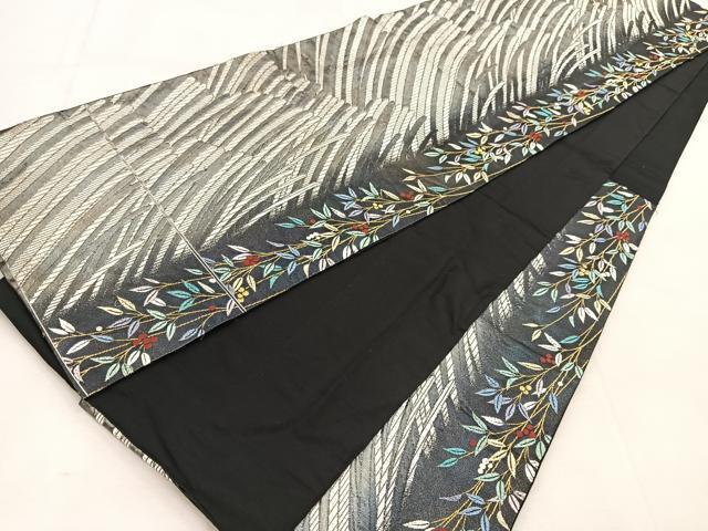 平和屋着物◎六通柄袋帯 唐織 南天間道 黒地 金銀糸 正絹 逸品 BAAU6780yc