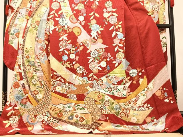 平和屋着物●豪華振袖 駒刺繍 吉祥草花文 金彩 正絹 逸品 AAAZ5044ph