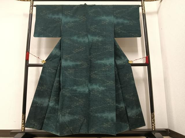 平和屋着物●上質な紬 麻の葉文様 正絹 逸品 AAAZ5082ph