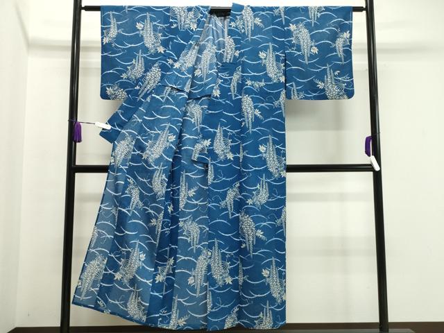 平和屋着物*夏物 小紋 紗 扇面藤花房文 洗える着物 CAAW9881gh