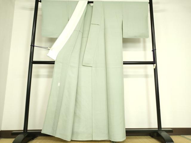 平和屋着物▽本加賀友禅作家 押田正義監修 色無地 単衣 霞地紋 錆青磁色 正絹 逸品 未使用 DAAV5380az
