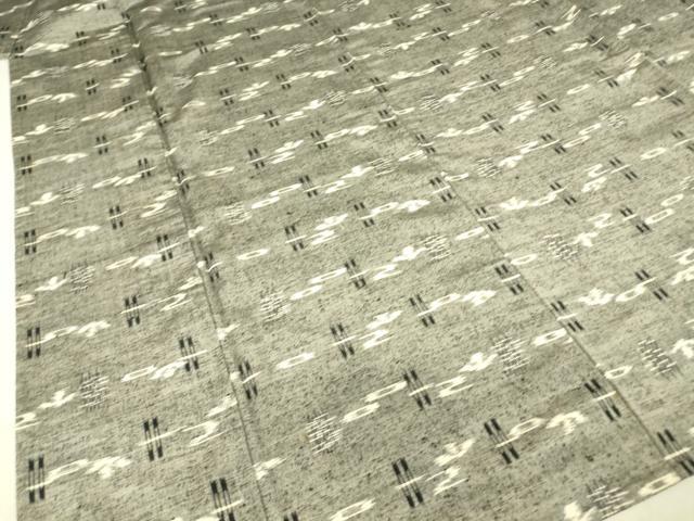 平和屋着物▽上質な紬 単衣 横段絣文 正絹 逸品 DAAV5388az