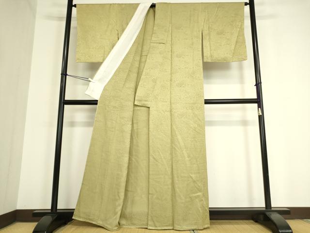 平和屋着物▽上質な色無地 単衣 籬地紋 抹茶色 正絹 逸品 未使用 DAAV5413az