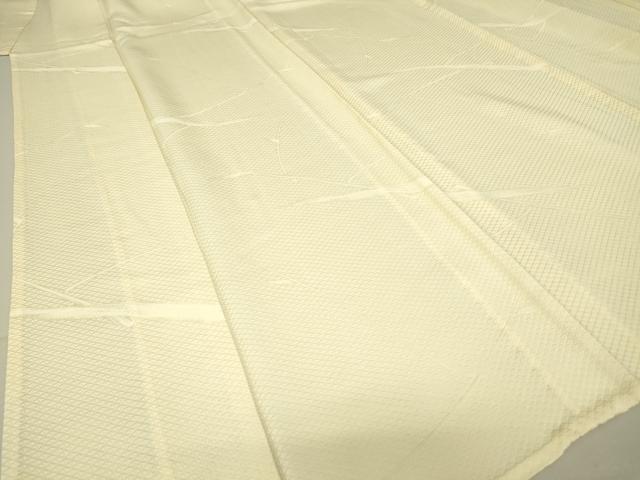 平和屋着物▽上質な色無地 単衣 鹿の子草葉地紋 薄卵色 正絹 逸品 未使用 DAAV5409az