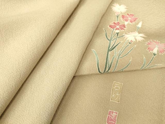 平和屋着物▽上質な色無地 単衣 作家物 肌色 正絹 逸品 DAAV5404az