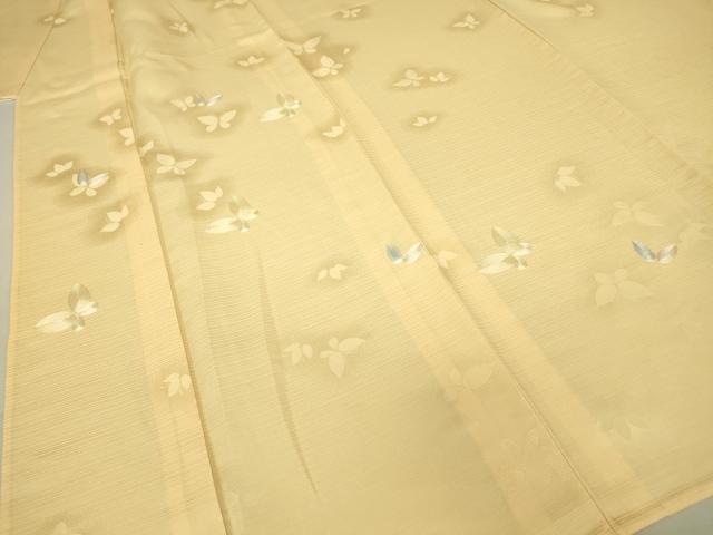 平和屋着物▽訪問着 単衣 刺繍 舞蝶文 薄香色 正絹 逸品 DAAV5437az