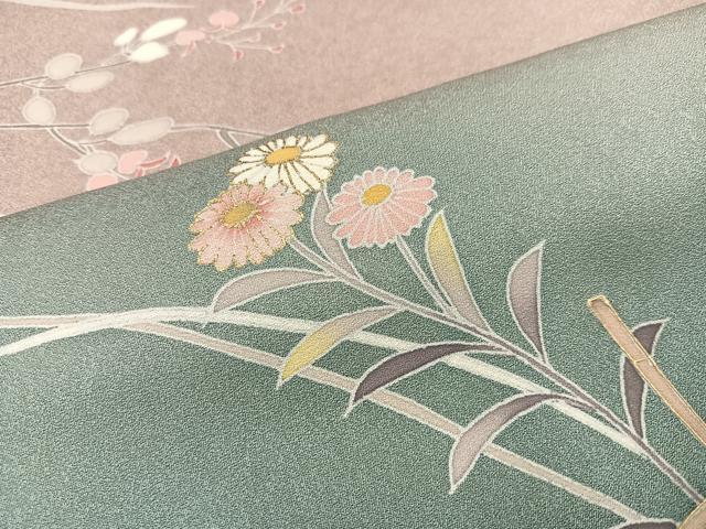 平和屋着物●訪問着 友禅 作家物 草花籬文 暈し染め 金彩 正絹 逸品 AAAZ6805ph
