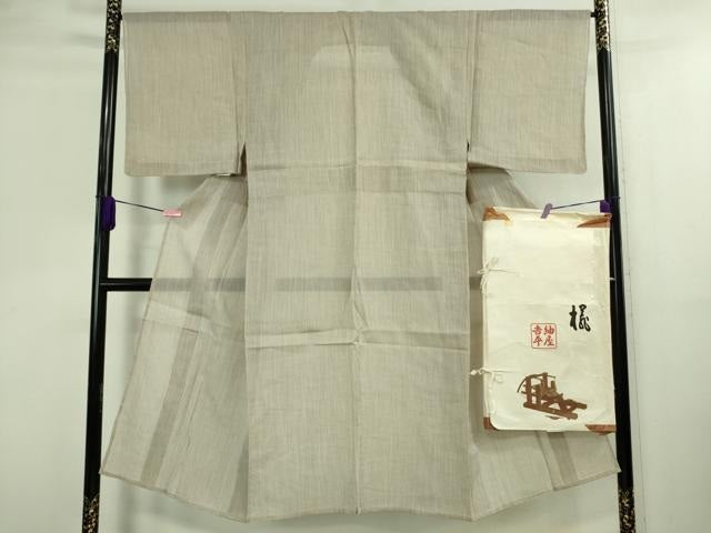 平和屋着物*極上 夏物 男性 紬屋吉平 本場小千谷ちぢみ 麻 縞 たとう紙付き 逸品 DZAA9573kh5