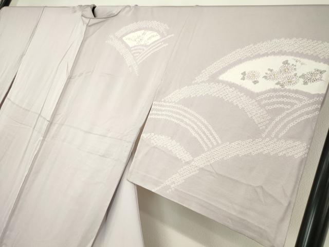 平和屋着物▽訪問着 単衣 絞り 刺繍 地紙花文 正絹 逸品 DAAV5534az