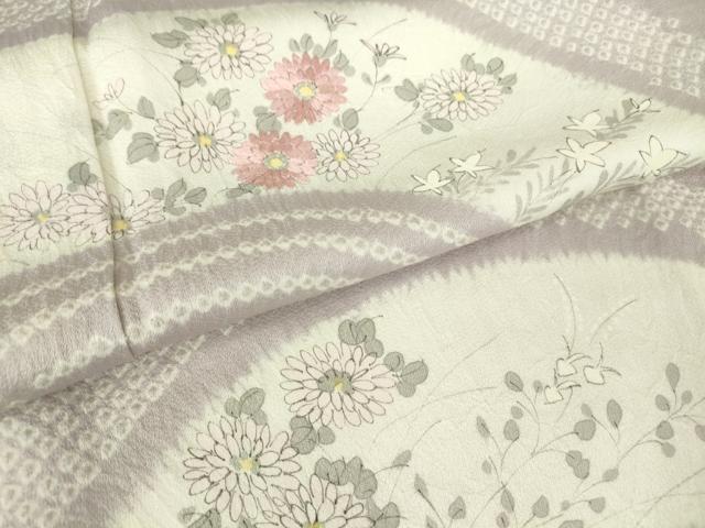 平和屋着物▽訪問着 単衣 絞り 刺繍 地紙花文 正絹 逸品 DAAV5534az