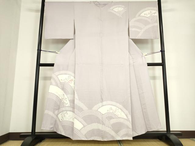 平和屋着物▽訪問着 単衣 絞り 刺繍 地紙花文 正絹 逸品 DAAV5534az