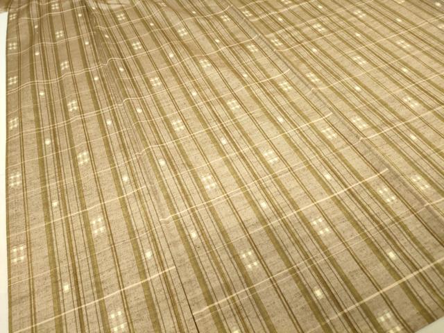 平和屋着物▽上質な紬 単衣 絣格子文 正絹 逸品 DAAV5551az