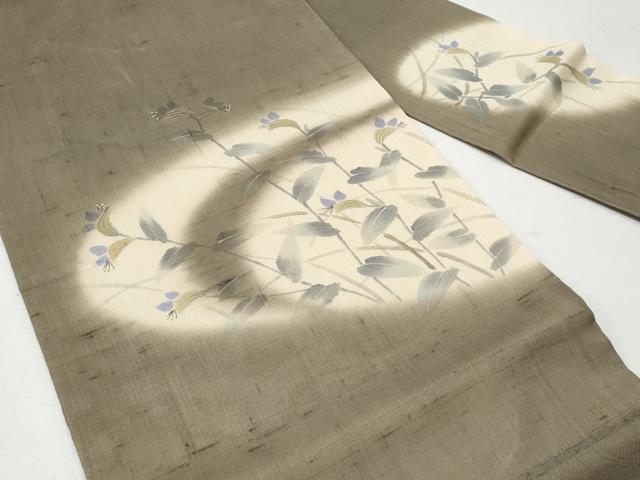 平和屋着物*夏物 絹芭蕉 九寸名古屋帯 枝花文 金彩 正絹 逸品 CAAW6898fb