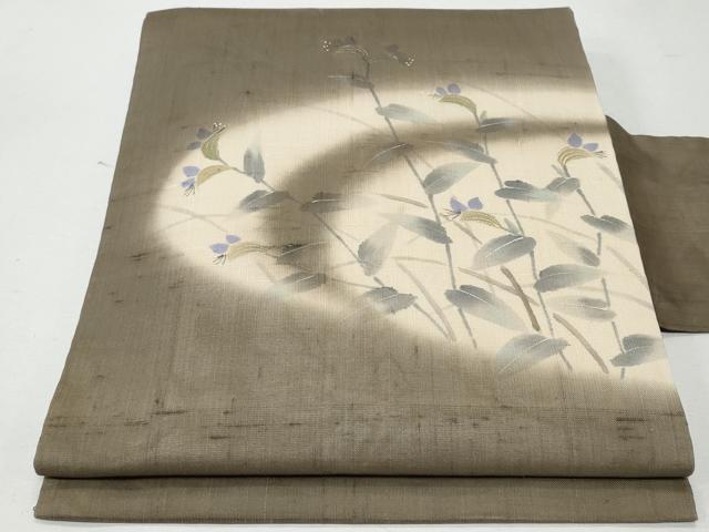 平和屋着物*夏物 絹芭蕉 九寸名古屋帯 枝花文 金彩 正絹 逸品 CAAW6898fb