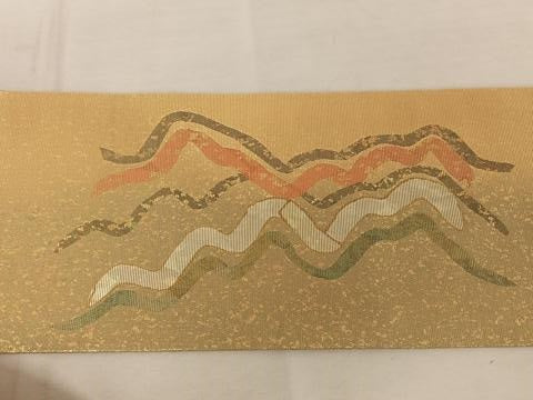 平和屋着物◎九寸名古屋帯 螺鈿箔 流水文 金彩 正絹 逸品 AAAZ8837mw