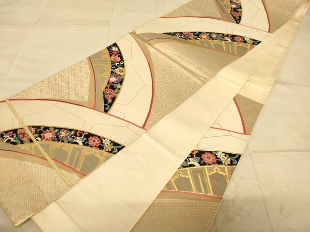 平和屋着物◎六通柄袋帯 唐織 花車文 金糸 正絹 逸品 AAAZ6205cs