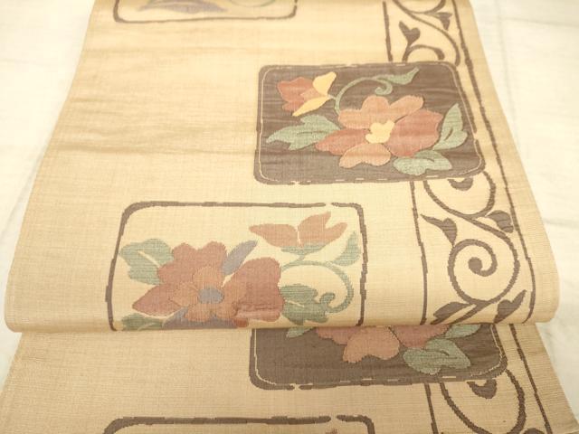 平和屋着物◎六通柄袋帯 色紙花文 正絹 逸品 AAAZ6196cs