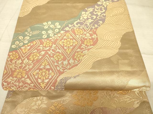 平和屋着物◎六通柄袋帯 名物裂 金糸 正絹 逸品 AAAZ6181cs
