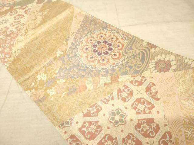平和屋着物◎六通柄袋帯 衣取花紋 金糸 正絹 逸品 AAAZ6239cs