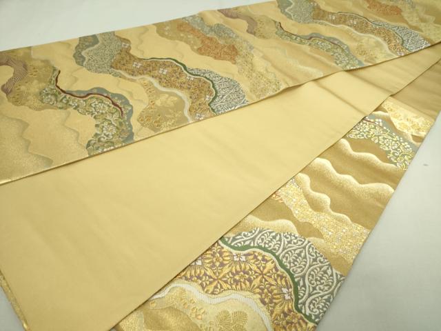 平和屋着物▼六通柄袋帯 花唐草文 金銀糸 正絹 逸品 DAAV9903sf