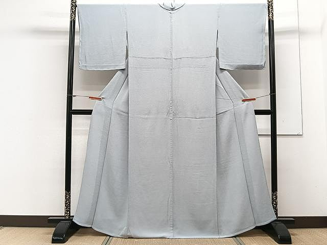 平和屋着物▽上質な色無地 単衣 鬼しぼ縮緬 月白色 正絹 逸品 CAAX2507xi