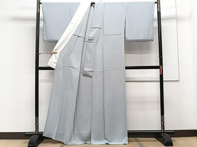 平和屋着物▽上質な色無地 単衣 鬼しぼ縮緬 月白色 正絹 逸品 CAAX2507xi