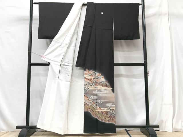 平和屋着物■豪華黒留袖 作家物 駒刺繍 石庭松文 暈し染め 金銀彩 正絹 逸品 CAAX1691xe