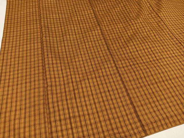 平和屋着物●上質な紬 格子 正絹 逸品 AAAZ7664ph
