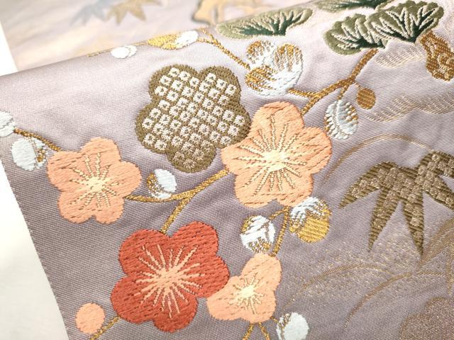 平和屋着物●ファッションデザイナー HIROKO KOSHINO コシノヒロコ 六通柄袋帯 唐織 松竹梅花文 金糸 正絹 逸品 CAAX1484hy