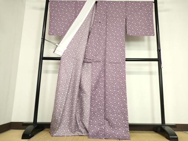平和屋着物▽小紋 単衣 舞桜文 洗える着物 DAAV5602az