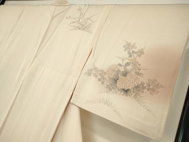 平和屋着物▽訪問着 単衣 刺繍 手描き 菊 暈し染め 正絹 逸品 DAAV5625az