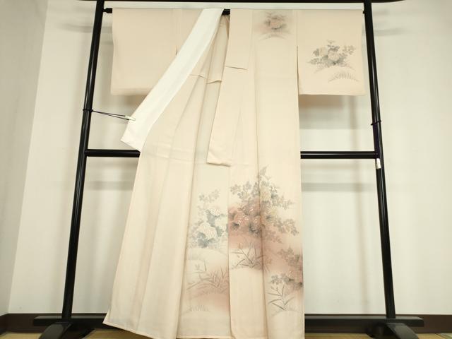 平和屋着物▽訪問着 単衣 刺繍 手描き 菊 暈し染め 正絹 逸品 DAAV5625az