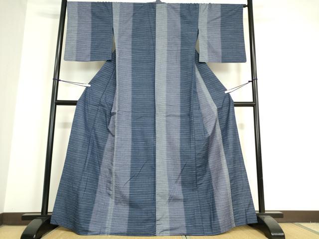 平和屋着物▽西陣 高山紬 単衣 縞 反端付き 正絹 逸品 DAAV5615az