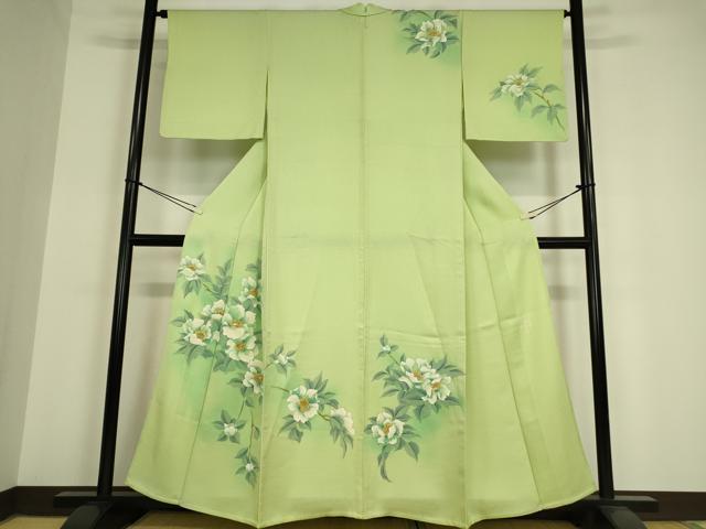 平和屋着物▽訪問着 単衣 枝花文 手描き 正絹 逸品 DAAV5578az