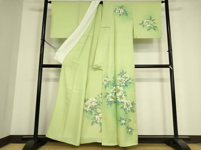 平和屋着物▽訪問着 単衣 枝花文 手描き 正絹 逸品 DAAV5578az