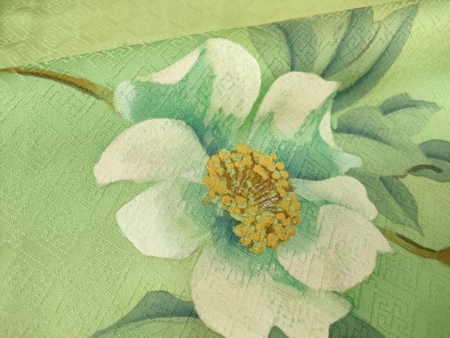 平和屋着物▽訪問着 単衣 枝花文 手描き 正絹 逸品 DAAV5578az