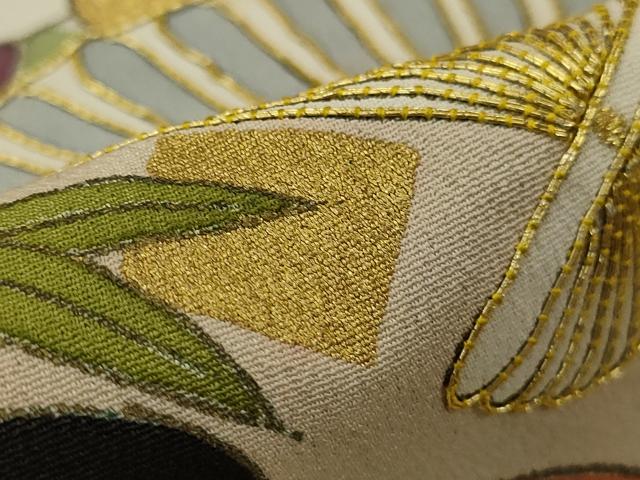平和屋着物■豪華黒留袖 駒刺繍 エ霞扇面花文 金彩 正絹 逸品 AAAZ9739gw