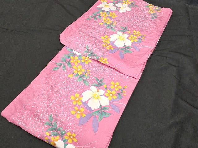 平和屋本店■浴衣 まとめて 3点 花柄 朝顔 ハイビスカス R.KIKUCHIブランド など 着用可能多数 未使用品あり ppp2540 km