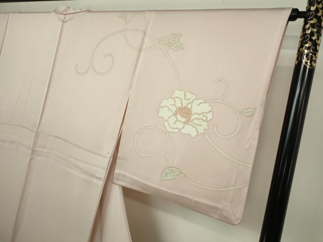 平和屋着物▽訪問着 単衣 駒刺繍 花唐草文 金彩 正絹 逸品 DAAV9977sf