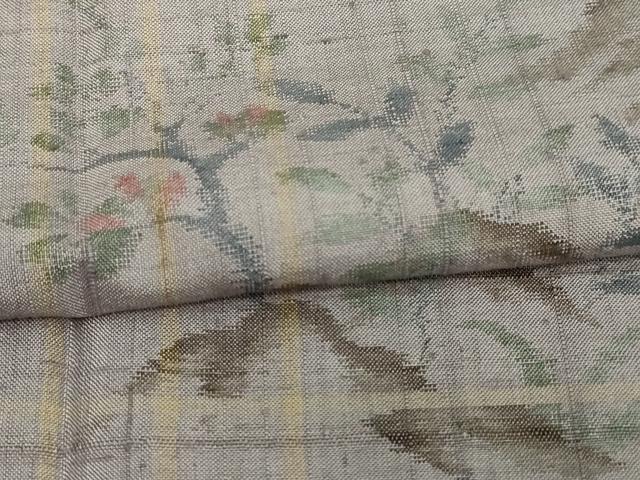平和屋着物▽上質な紬 単衣 更紗草花文 正絹 逸品 DAAV9983sf