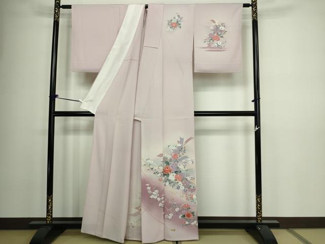 平和屋着物▽訪問着 単衣 結び紐花文 暈し染め 金彩 正絹 逸品 DAAV9981sf