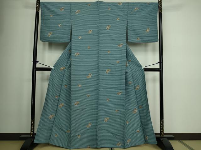 平和屋着物▽小紋 単衣 兎 草花文 洗える着物 DAAW9184sf
