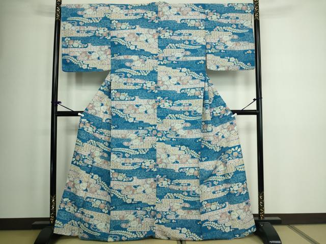 平和屋着物▽小紋 単衣 辻が花 洗える着物 DAAW9178sf