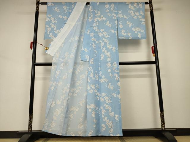 平和屋着物*夏物 小紋 絽 桜文 洗える着物 AABA2765jd