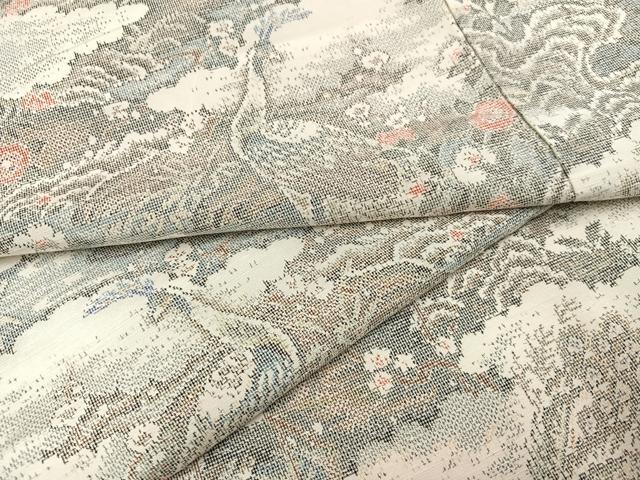 平和屋着物●上質な紬 孔雀花文 正絹 逸品 未使用 AABA1286ph