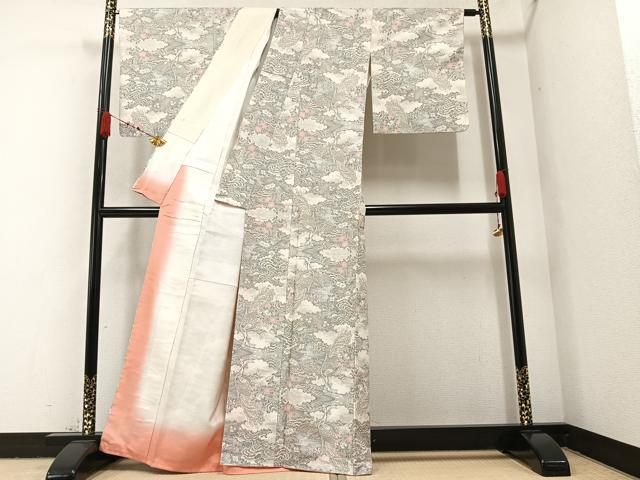 平和屋着物●上質な紬 孔雀花文 正絹 逸品 未使用 AABA1286ph
