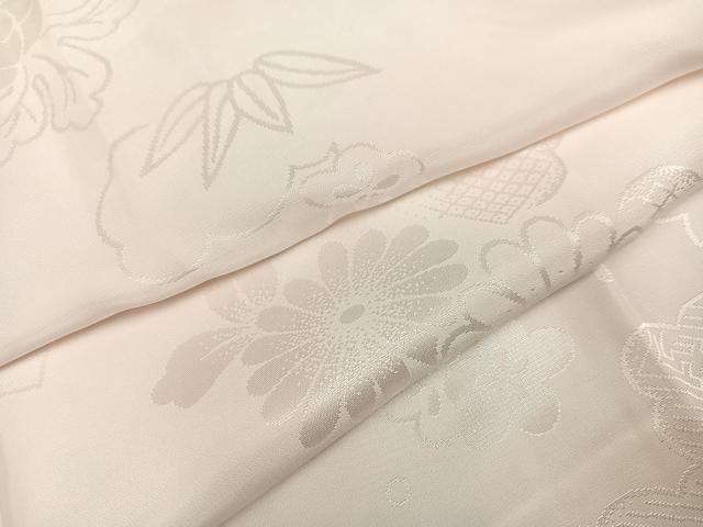 平和屋着物●振袖用長襦袢 無双仕立て 草花地紋 半衿刺繍 正絹 逸品 AABA2705ph