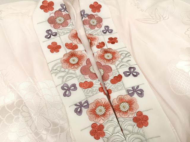 平和屋着物●振袖用長襦袢 無双仕立て 草花地紋 半衿刺繍 正絹 逸品 AABA2705ph